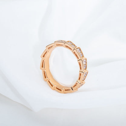 [⭐⭐JeweliWhal]SERPENTI RING PINK GOLD DIAMOND PAVED 3MM
