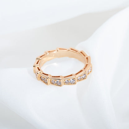 [⭐⭐JeweliWhal]SERPENTI RING PINK GOLD DIAMOND PAVED 3MM