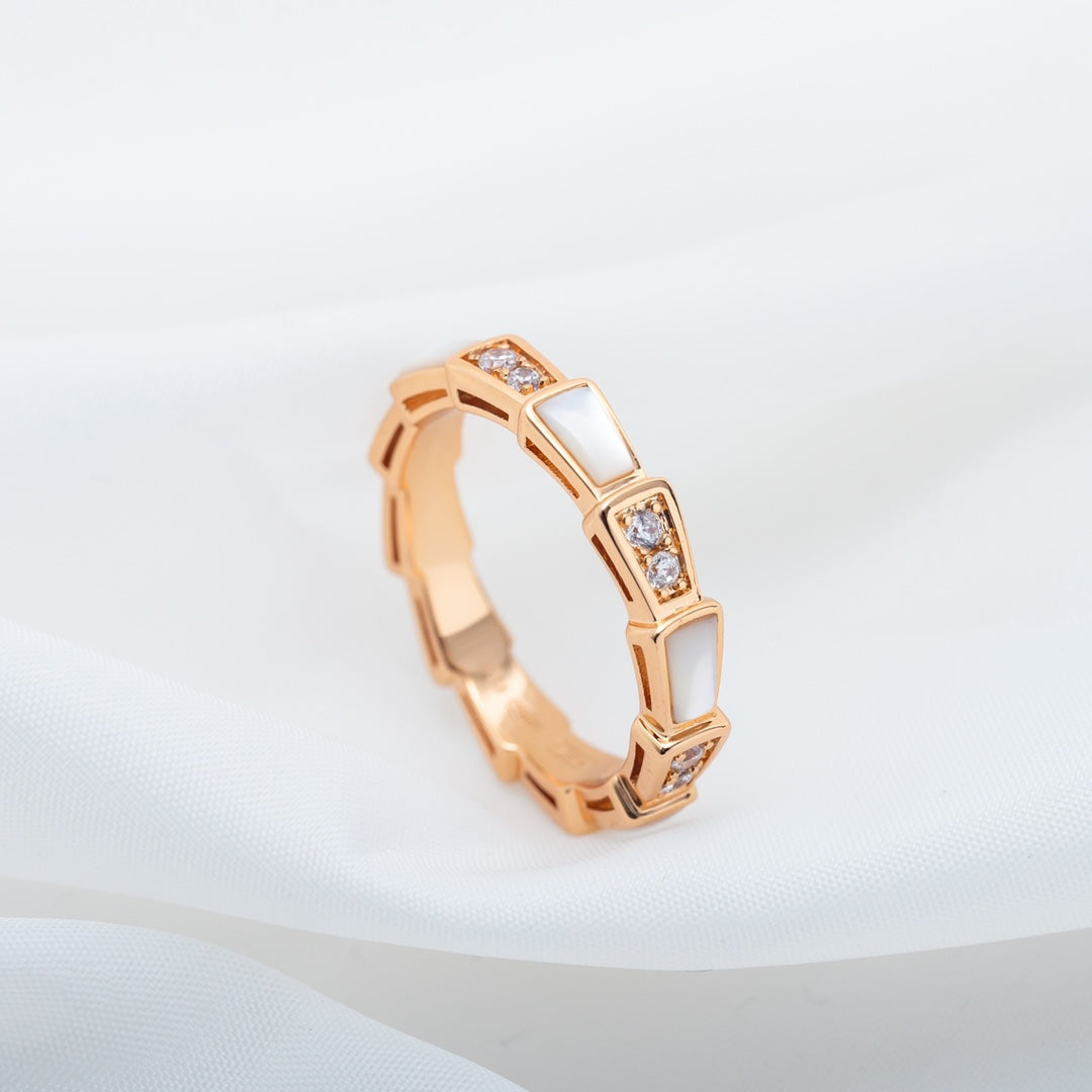 [⭐⭐JeweliWhal]SERPENTI RING PINK GOLD DIAMOND MOP 3MM