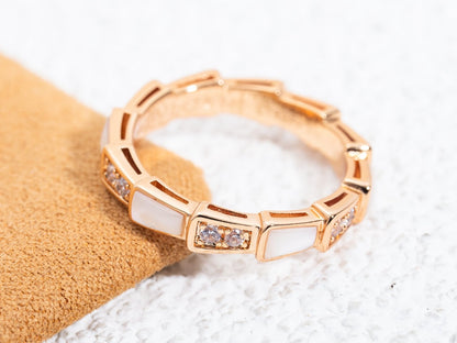 [⭐⭐JeweliWhal]SERPENTI RING PINK GOLD DIAMOND MOP 3MM