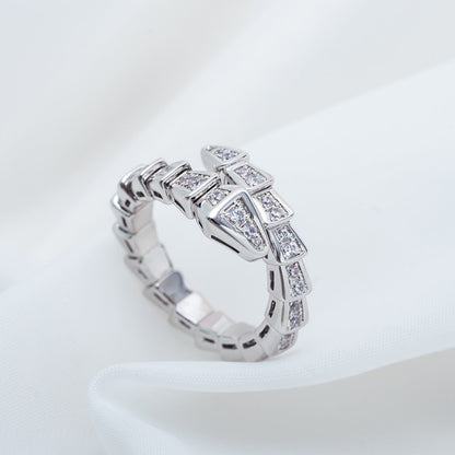[⭐⭐JeweliWhal]SERPENTI RING SILVER DIAMOND PAVED 4MM