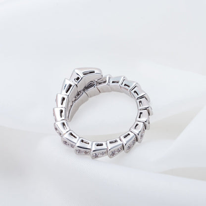 [⭐⭐JeweliWhal]SERPENTI RING SILVER DIAMOND PAVED 4MM