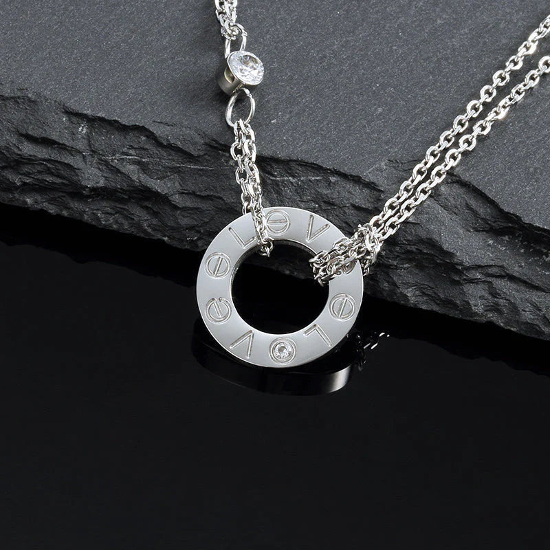 [⭐⭐JeweliWhal]LOVE NECKLACE 16MM 2 DIAMONDS