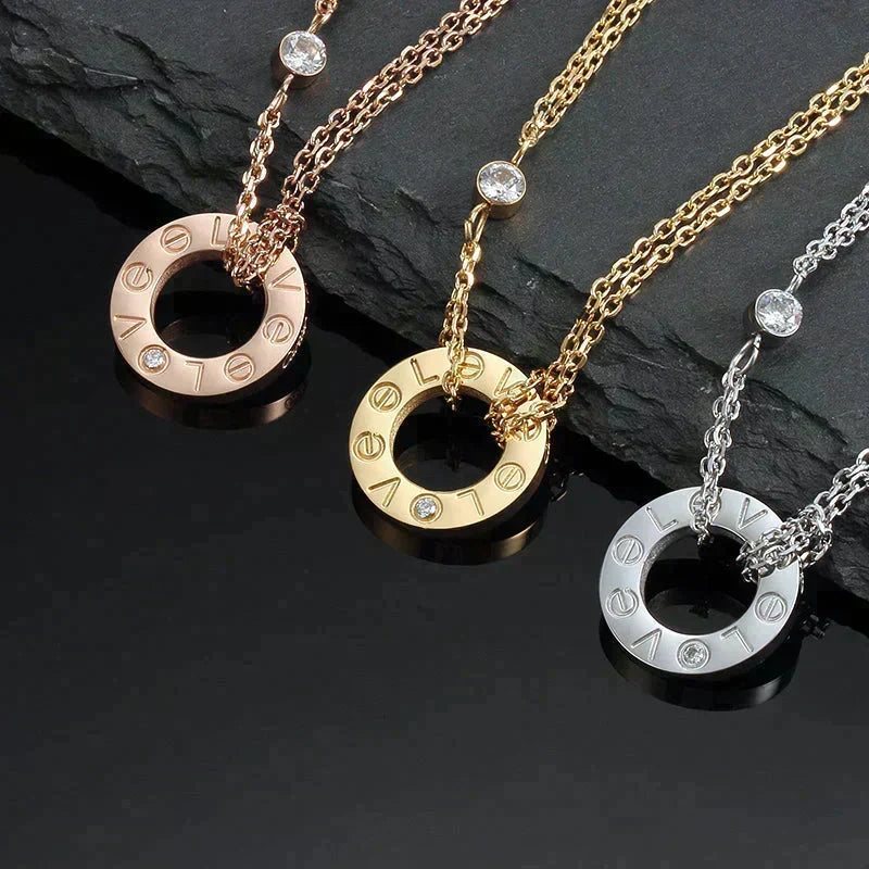 [⭐⭐JeweliWhal]LOVE NECKLACE 16MM 2 DIAMONDS