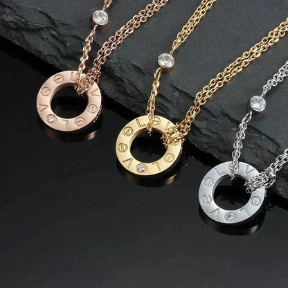 [⭐⭐JeweliWhal]LOVE NECKLACE 16MM 2 DIAMONDS