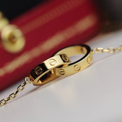 [⭐⭐JeweliWhal]LOVE NECKLACE DOUBLE RING GOLD