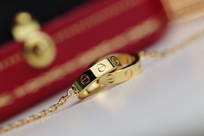 [⭐⭐JeweliWhal]LOVE NECKLACE DOUBLE RING GOLD