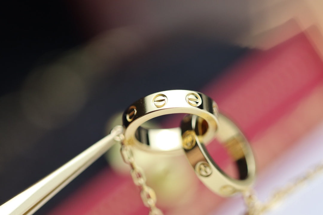 [⭐⭐JeweliWhal]LOVE NECKLACE DOUBLE RING GOLD