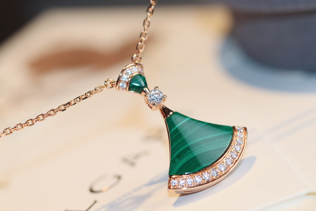 [⭐⭐JeweliWhal]TRAUM-HALSKETTE MALACHIT DIAMANT