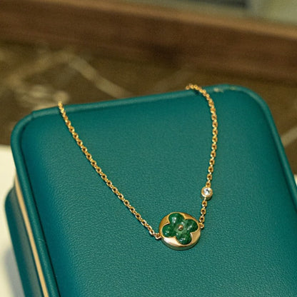 [⭐⭐JeweliWhal]SUN MALACHITE 1 DIAMOND PINK GOLD BRACELET