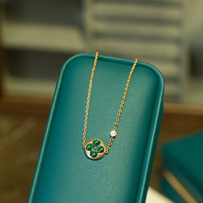 [⭐⭐JeweliWhal]SUN MALACHITE 1 DIAMOND PINK GOLD BRACELET