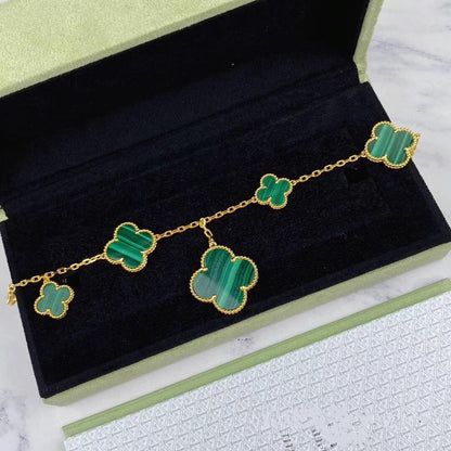 [⭐⭐JeweliWhal]MAGIC CLOVER MALACHITE GOLD BRACELET 5 MOTIFS