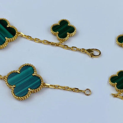 [⭐⭐JeweliWhal]MAGIC CLOVER MALACHITE GOLD BRACELET 5 MOTIFS