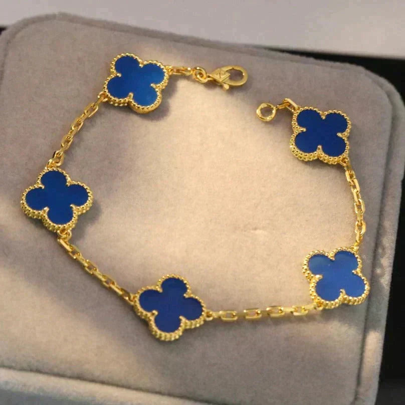 [⭐⭐JeweliWhal] CLOVER 5 MOTIF BLUE AGATE BRACELET COLLECTION