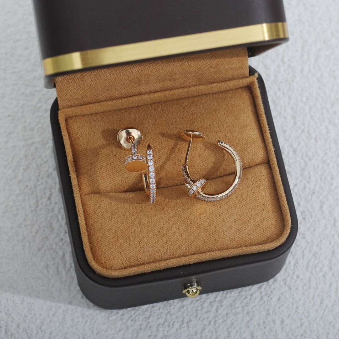 [⭐⭐JeweliWhal]JUSTE EARRINGS 12.75MM PINK GOLD DIAMOND