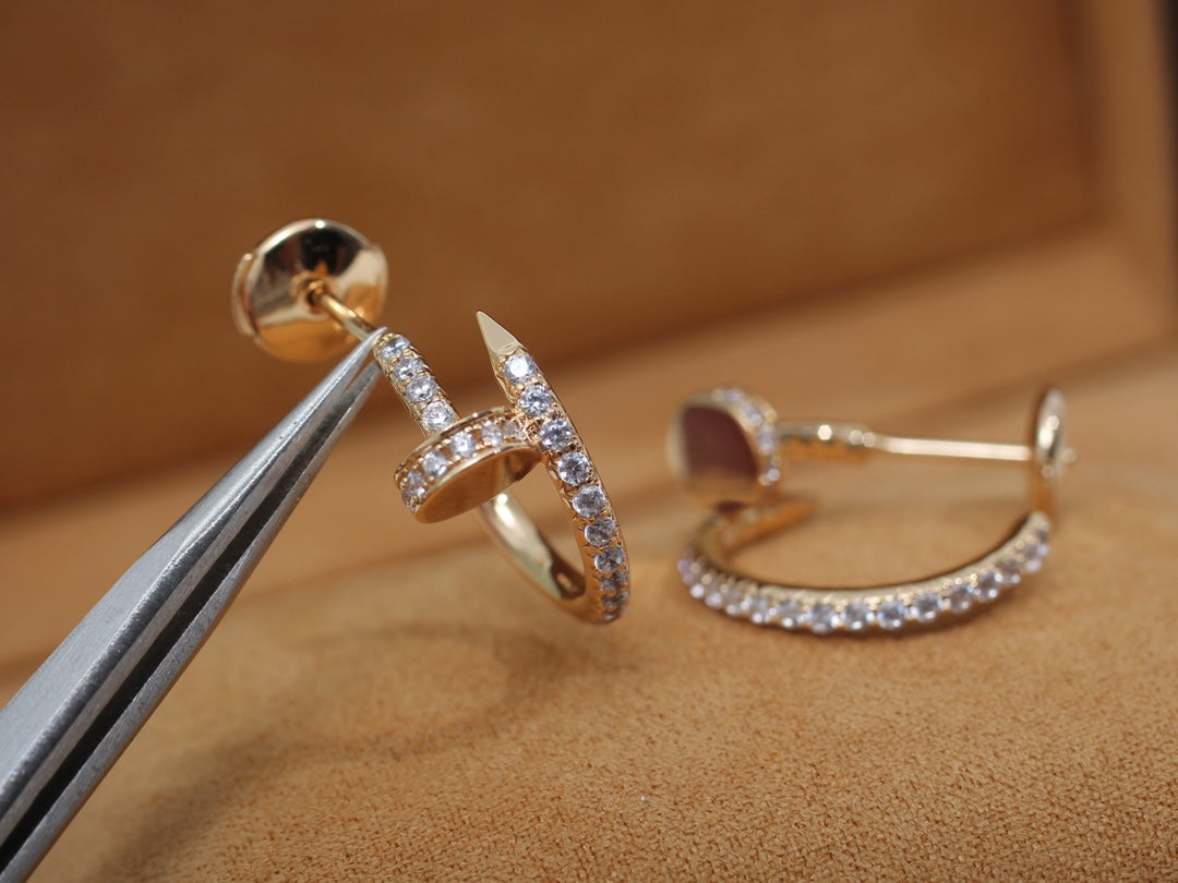 [⭐⭐JeweliWhal]JUSTE EARRINGS 12.75MM PINK GOLD DIAMOND