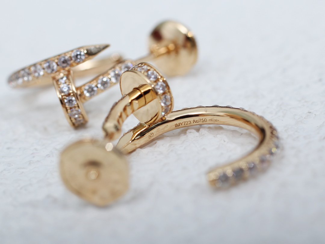 [⭐⭐JeweliWhal]JUSTE EARRINGS 12.75MM PINK GOLD DIAMOND