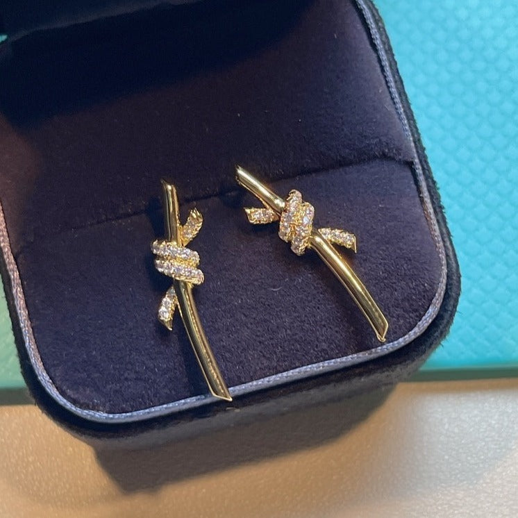 [JeweliWhal]KNOT EARRINGS GOLD DIAMOND