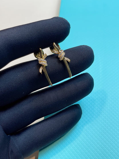 [JeweliWhal]KNOT EARRINGS GOLD DIAMOND