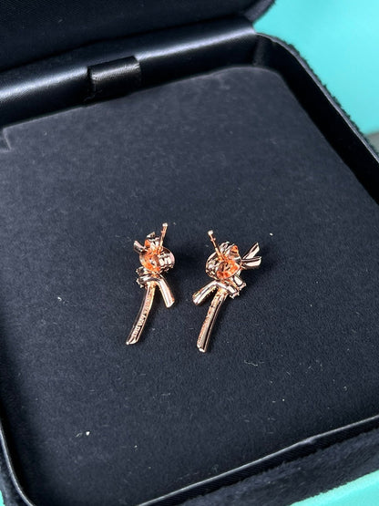 [JeweliWhal]KNOT EARRINGS PINK GOLD DIAMOND