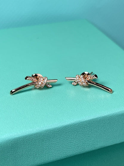 [JeweliWhal]KNOT EARRINGS PINK GOLD DIAMOND