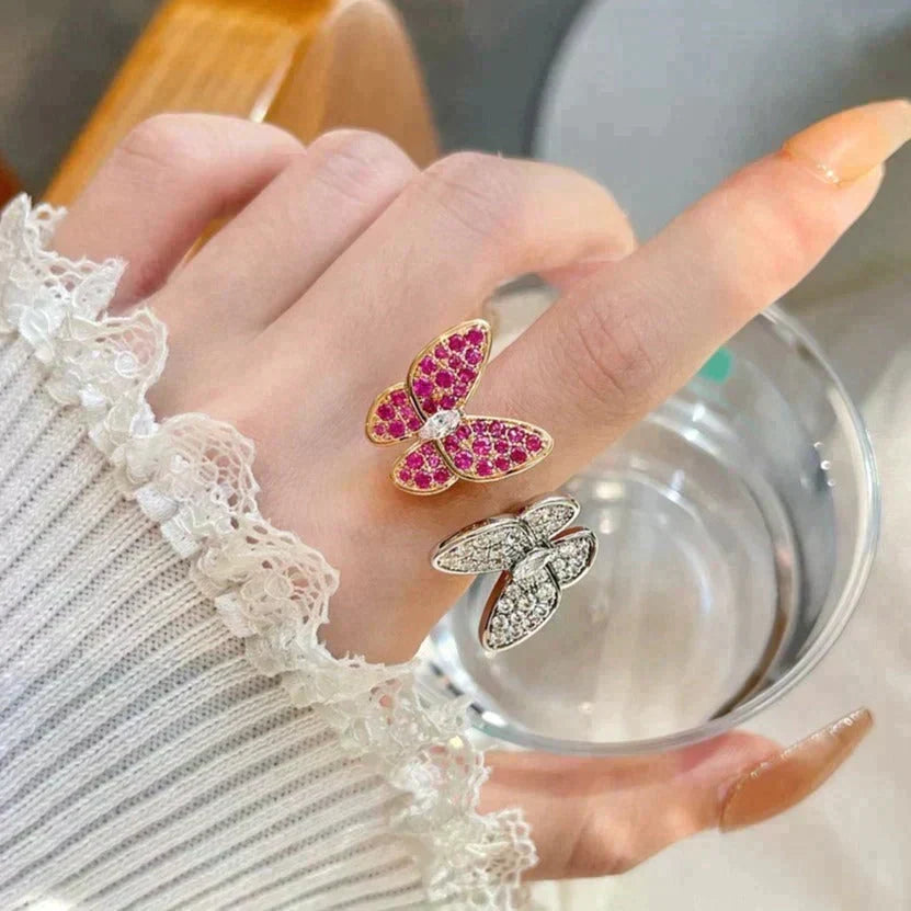 [⭐⭐JeweliWhal]TWIN BUTTERFLY DIAMOND RING