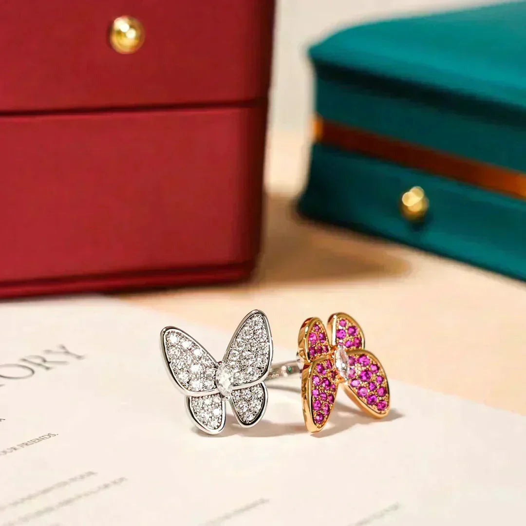 [⭐⭐JeweliWhal]TWIN BUTTERFLY DIAMOND RING