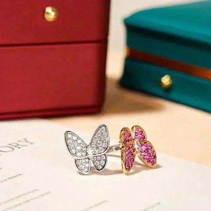 [⭐⭐JeweliWhal]TWIN BUTTERFLY DIAMOND RING