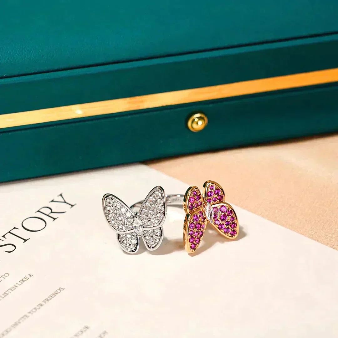 [⭐⭐JeweliWhal]TWIN BUTTERFLY DIAMOND RING