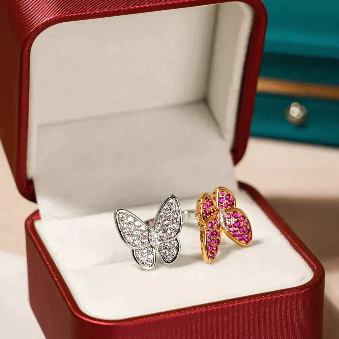 [⭐⭐JeweliWhal]TWIN BUTTERFLY DIAMOND RING