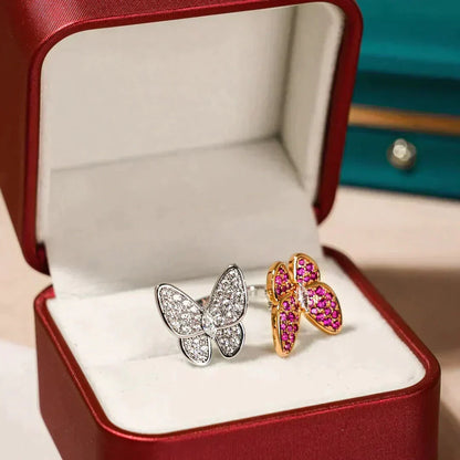 [⭐⭐JeweliWhal]TWIN BUTTERFLY DIAMOND RING