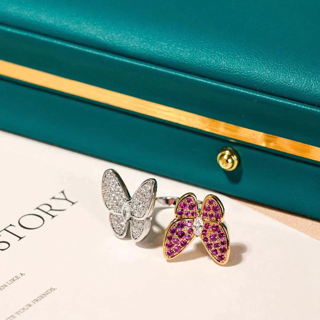 [⭐⭐JeweliWhal]TWIN BUTTERFLY DIAMOND RING