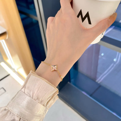 [⭐⭐JeweliWhal]STAR 1 DIAMOND PINK GOLD BRACELET