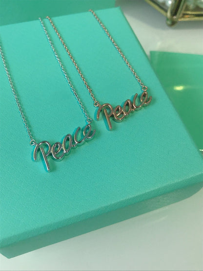 [JeweliWhal]PEACE TEXT PEDANT NECKLACE
