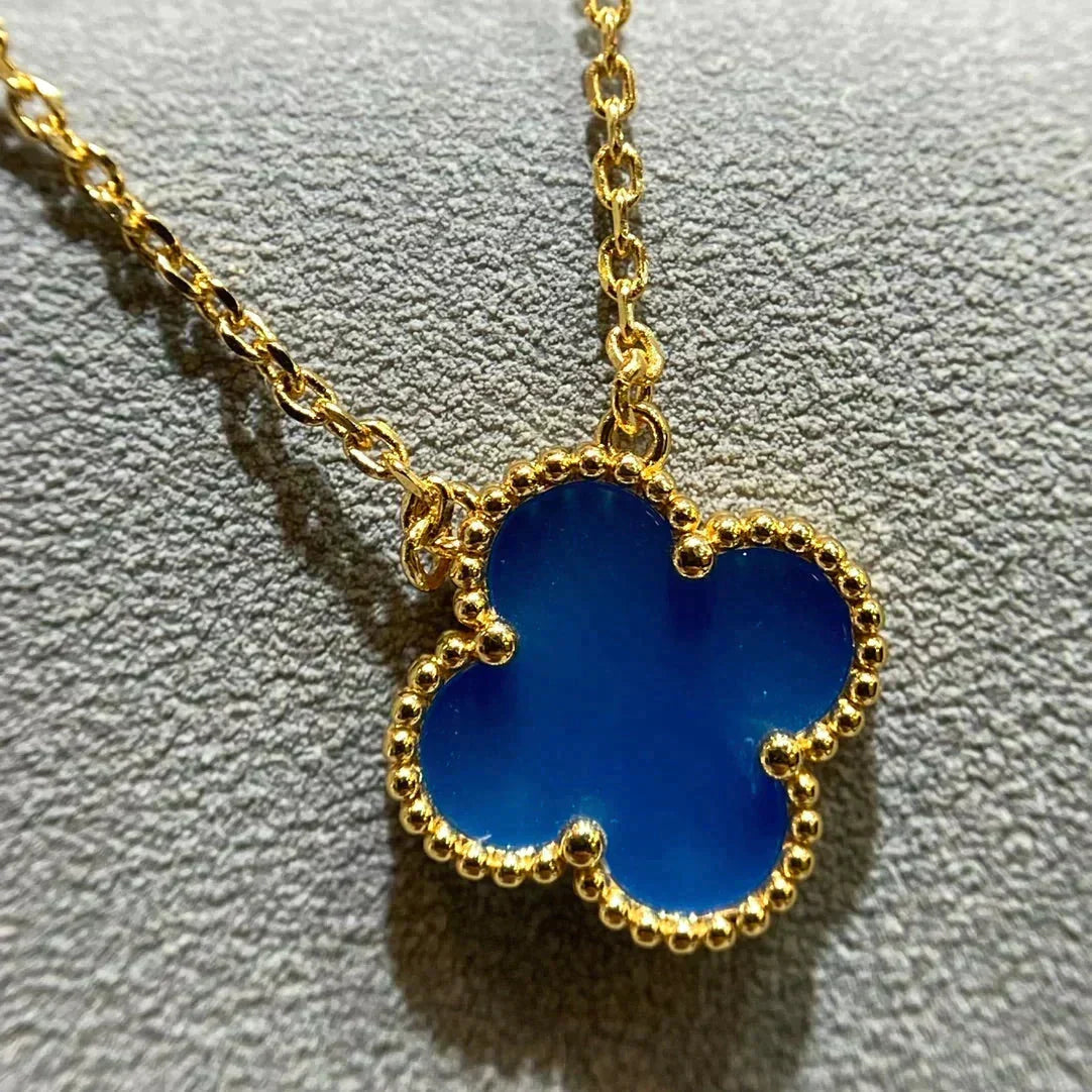 [⭐⭐JeweliWhal]CLOVER 15MM BLUE AGATE NECKLACE