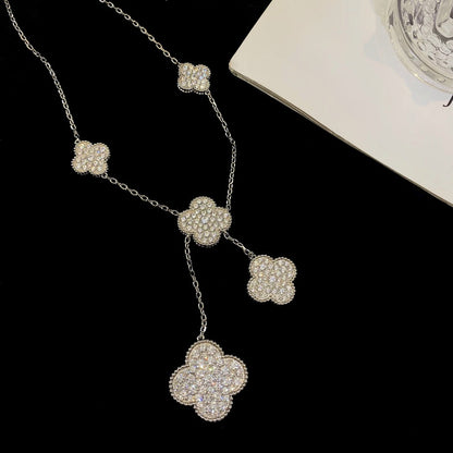 [⭐⭐JeweliWhal]CLOVER 5 MOTIVE SILBER DIAMANT-HALSKETTE
