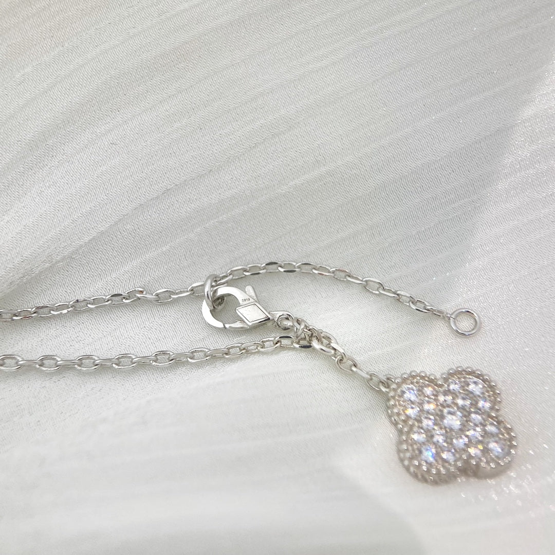 [⭐⭐JeweliWhal]CLOVER 5 MOTIVE SILBER DIAMANT-HALSKETTE