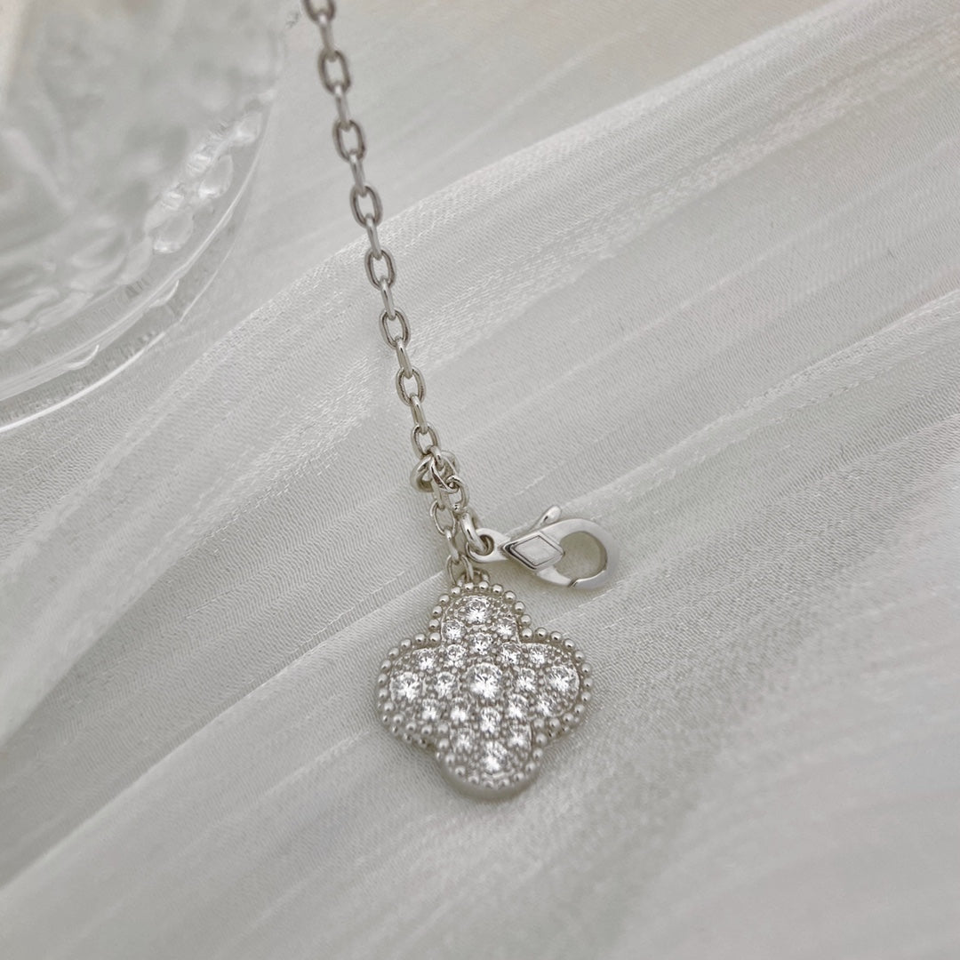 [⭐⭐JeweliWhal]CLOVER 5 MOTIVE SILBER DIAMANT-HALSKETTE