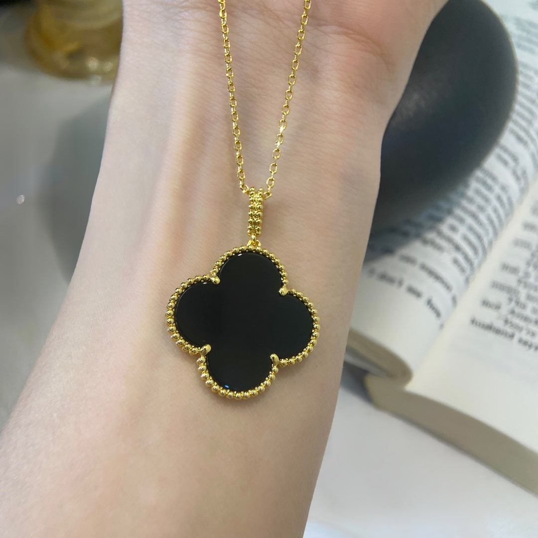 [⭐⭐JeweliWhal]CLOVER 25MM HALSKETTE GOLD ONYX