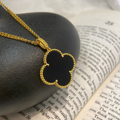 [⭐⭐JeweliWhal]CLOVER 25MM HALSKETTE GOLD ONYX
