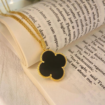 [⭐⭐JeweliWhal]CLOVER 25MM HALSKETTE GOLD ONYX
