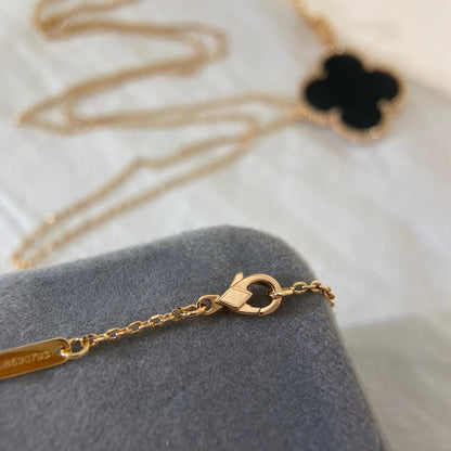 [⭐⭐JeweliWhal]CLOVER 25MM HALSKETTE GOLD ONYX