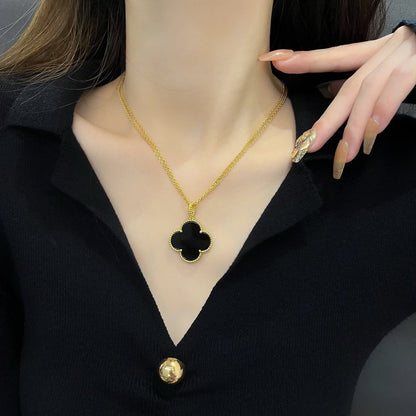 [⭐⭐JeweliWhal]CLOVER 25MM HALSKETTE GOLD ONYX