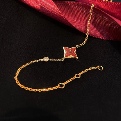 [⭐⭐JeweliWhal]COLOR STAR CARNELIAN PINK GOLD DIAMOND BRACELET