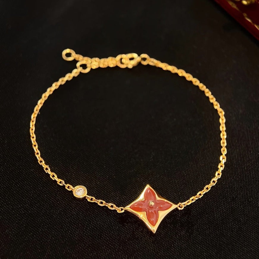 [⭐⭐JeweliWhal]COLOR STAR CARNELIAN PINK GOLD DIAMOND BRACELET