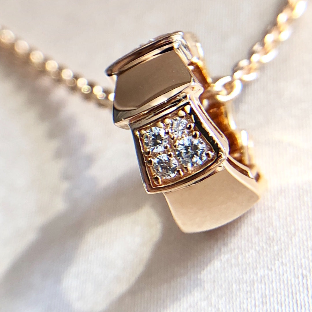 [⭐⭐JeweliWhal]SERPENTI PEDANT DIAMOND PINK GOLD NECKLACE