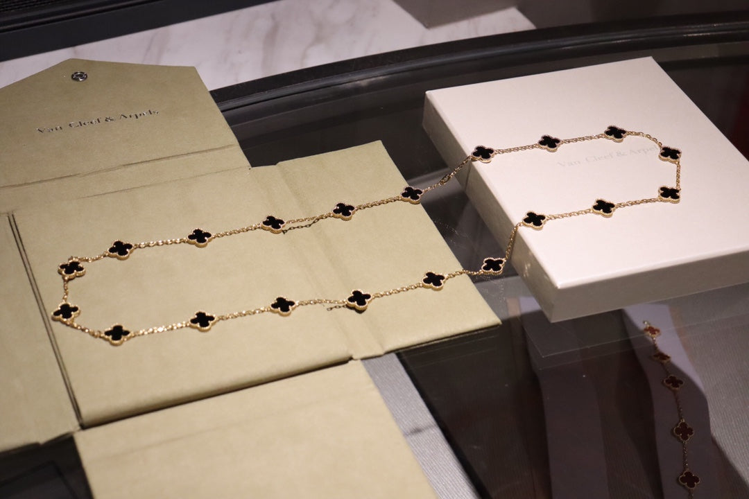 [⭐⭐JeweliWhal]CLOVER 20 MOTIFS ONYX ROSE GOLD