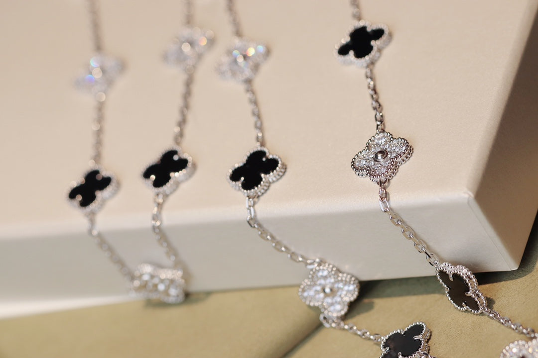 [⭐⭐JeweliWhal]CLOVER 20 MOTIFS ONYX DIAMOND SILVER