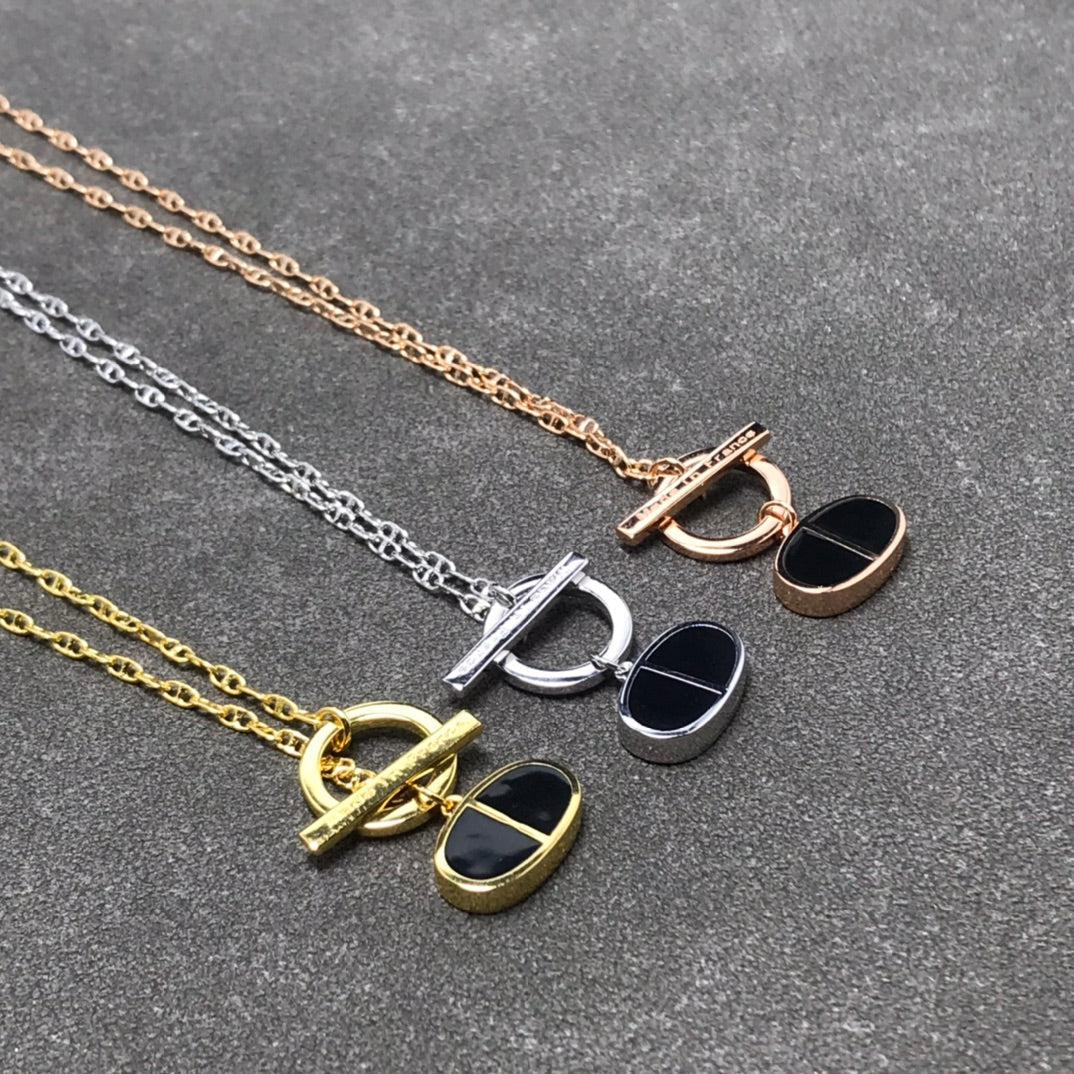 [⭐⭐JeweliWhal]CHAINE VERSO BLACK CERAMIC  NECKLACE