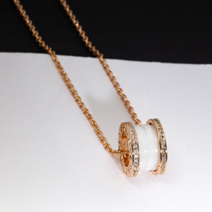 [⭐⭐JeweliWhal]ZERO 1 WHITE CERAMIC PINK GOLD DIAMOND NECKLACE